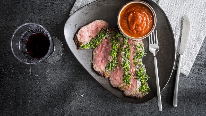 Steak de bavette de flanchet, sauce barbecue